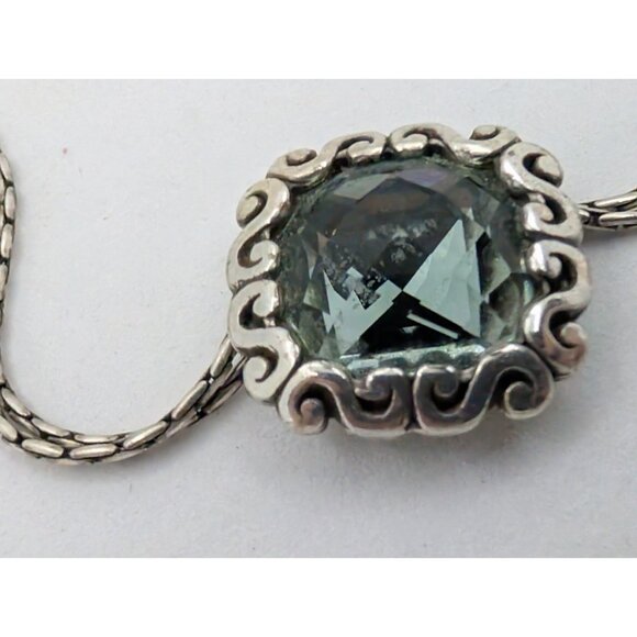 Brighton Necklace Danube Blue Faceted Pendant Crystal Silver Double Chain READ - Picture 3 of 10